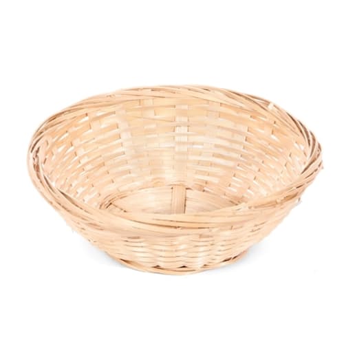 Handwoven Bamboo 6" Round Basket, Natural